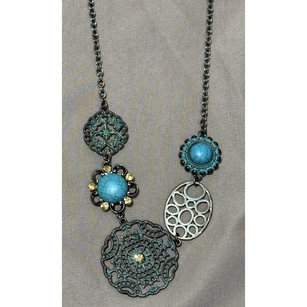 turquoise necklace And‎ Earrings 18" Chain